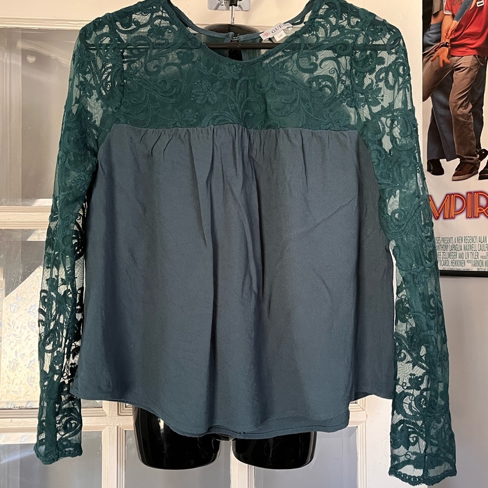 Elegant Guess Green  Lace Women's Top